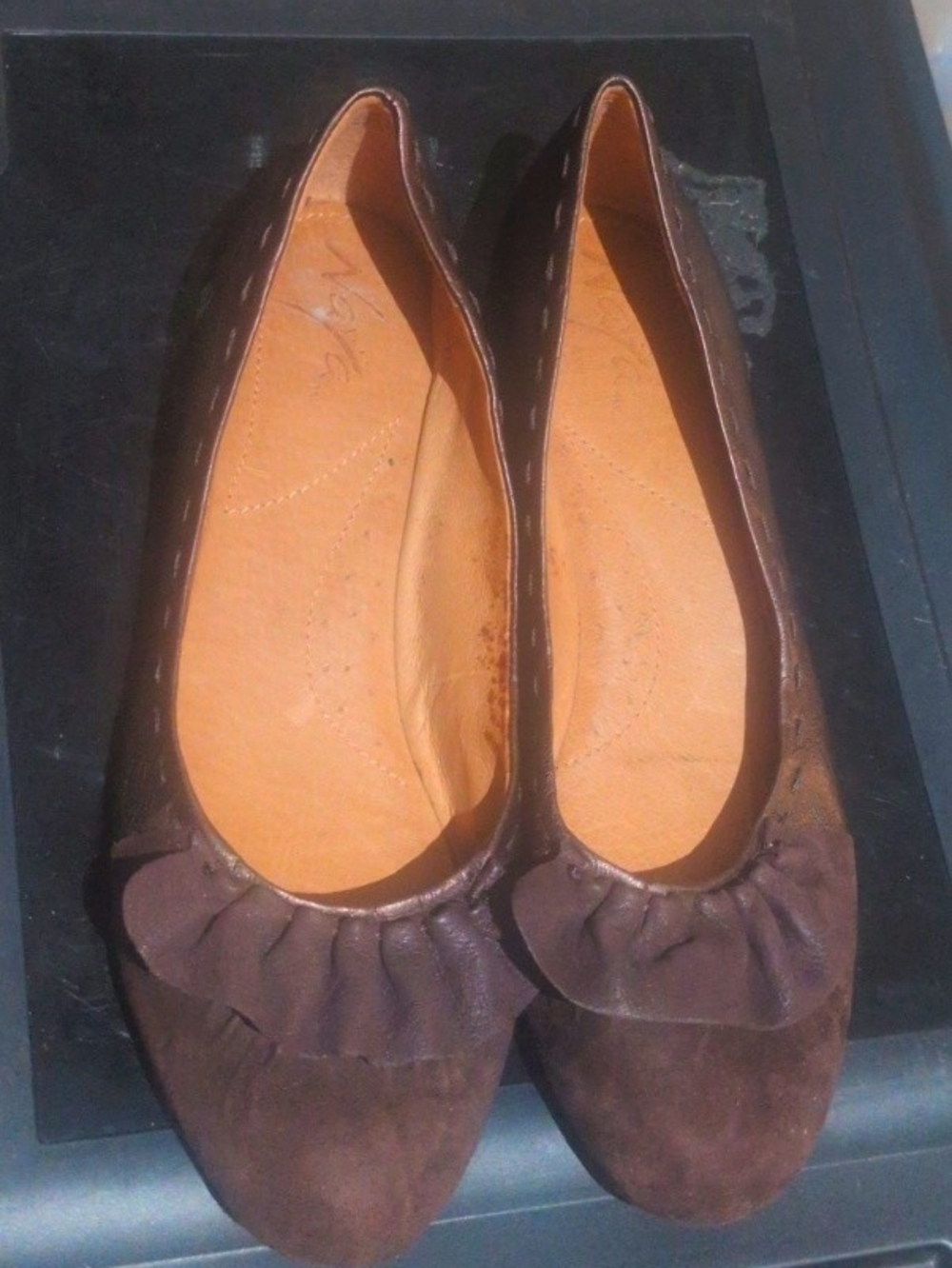 Naya Women's Brown Suede Ballet Flats - Comfortable Everyday Shoes